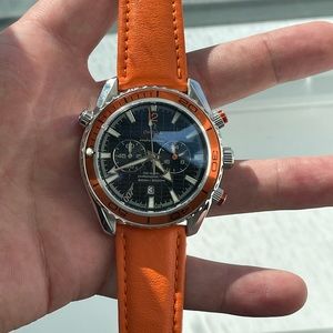 Stainless steel 007 Orange Leather Band omega